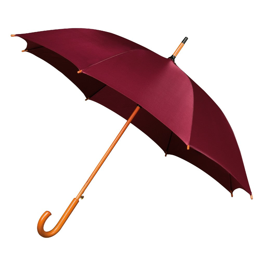 Maroon Wood Stick Walking Umbrella