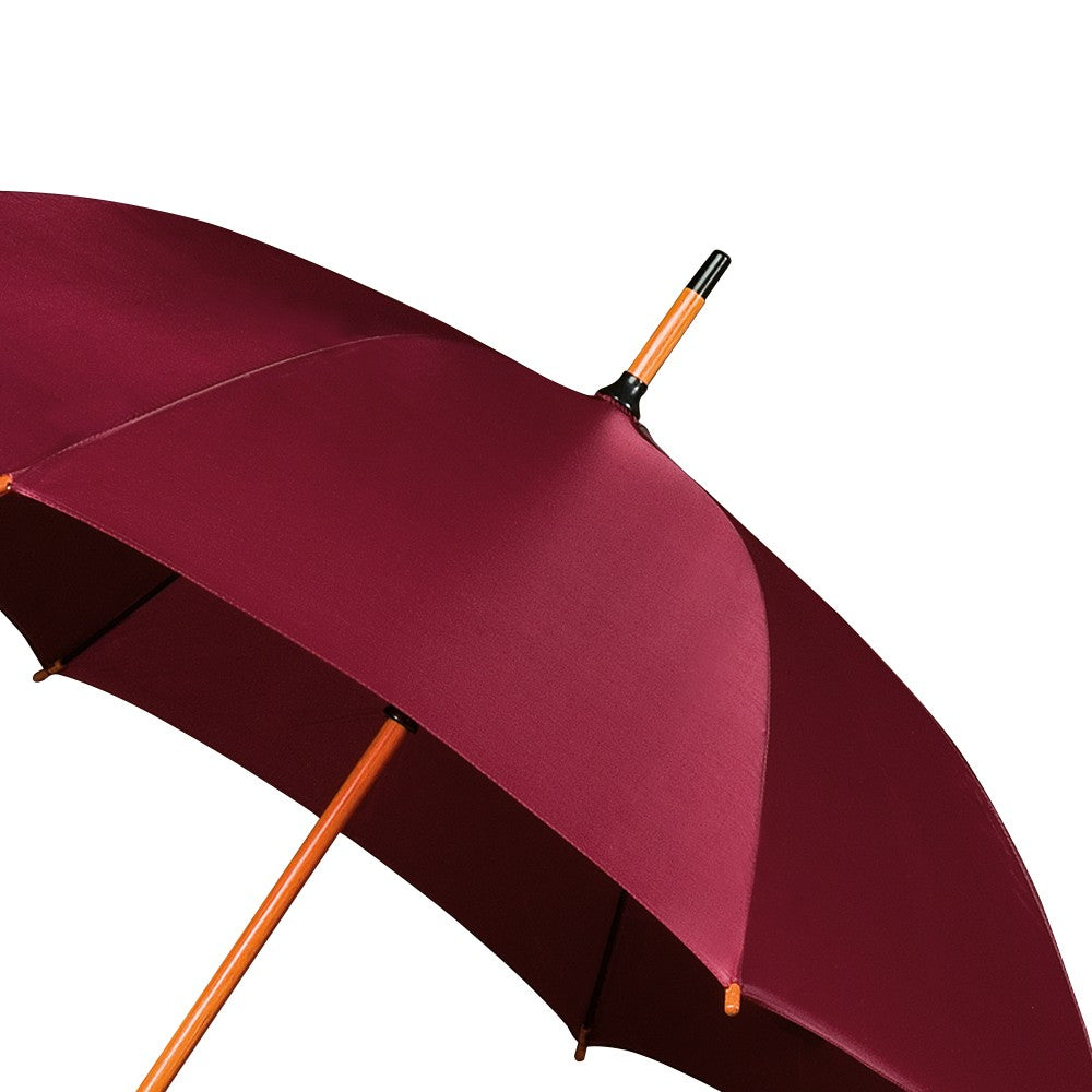 Maroon Wood Stick Walking Umbrella