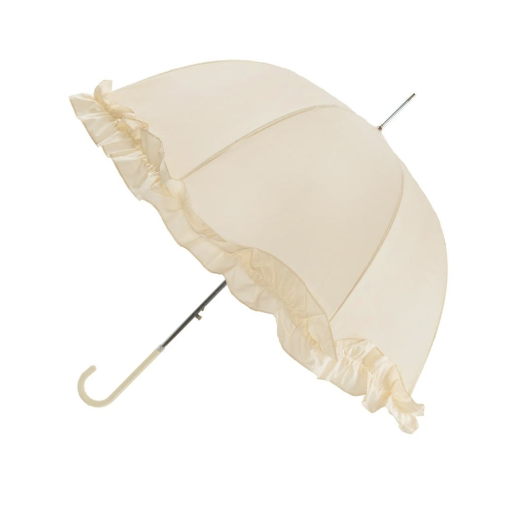 Large Frilled Ivory Wedding Umbrella