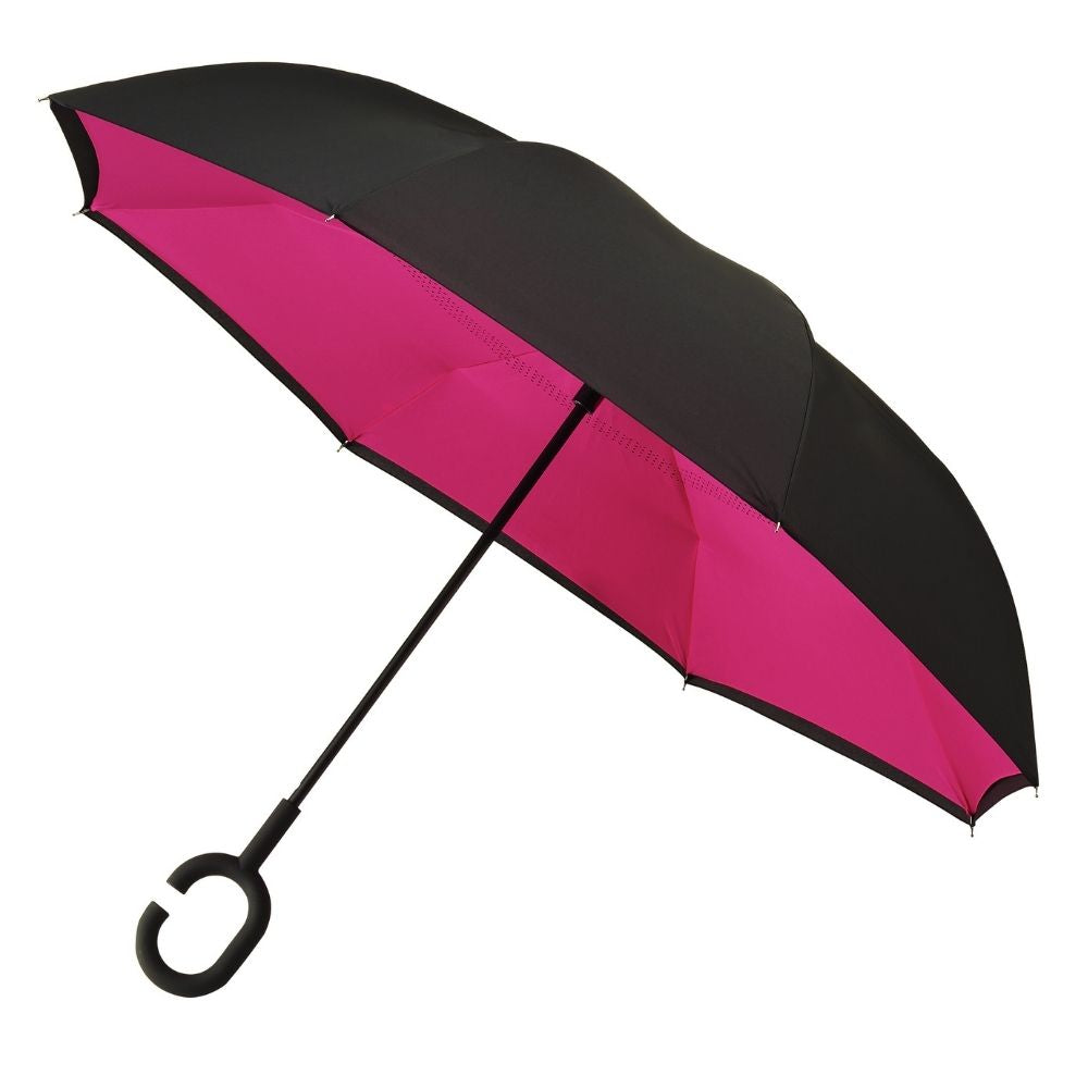 Black & Pink Windproof Inside Out umbrella