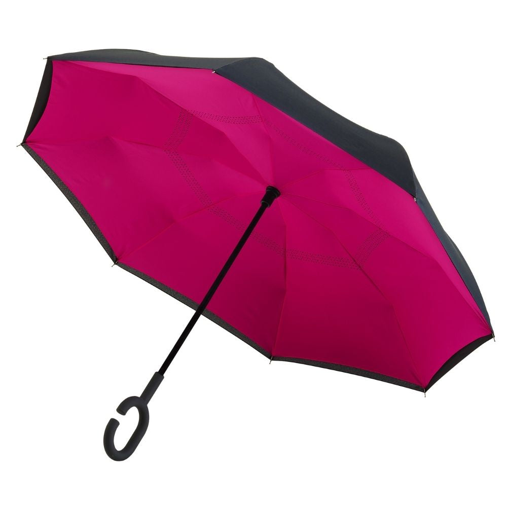Black & Pink Windproof Inside Out umbrella