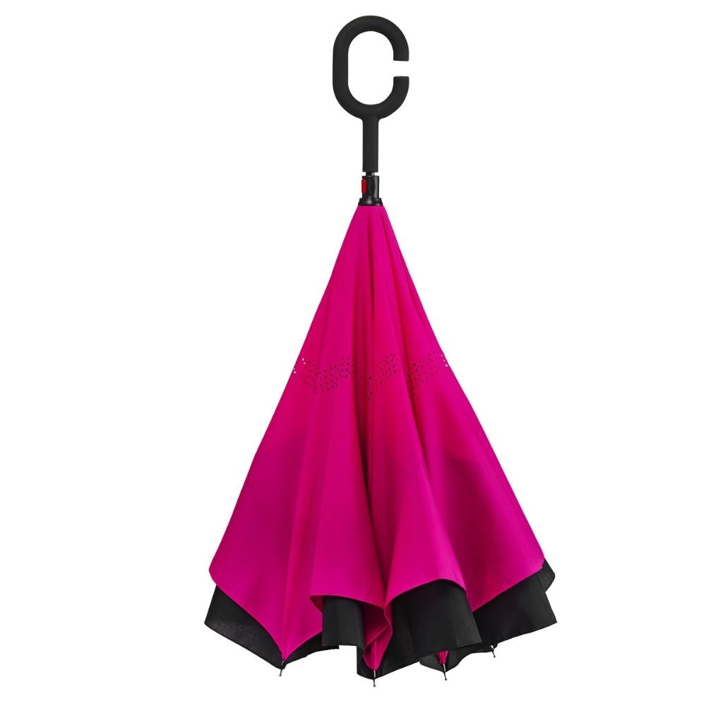 Black & Pink Windproof Inside Out umbrella