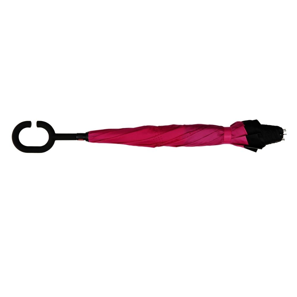 Black & Pink Windproof Inside Out umbrella