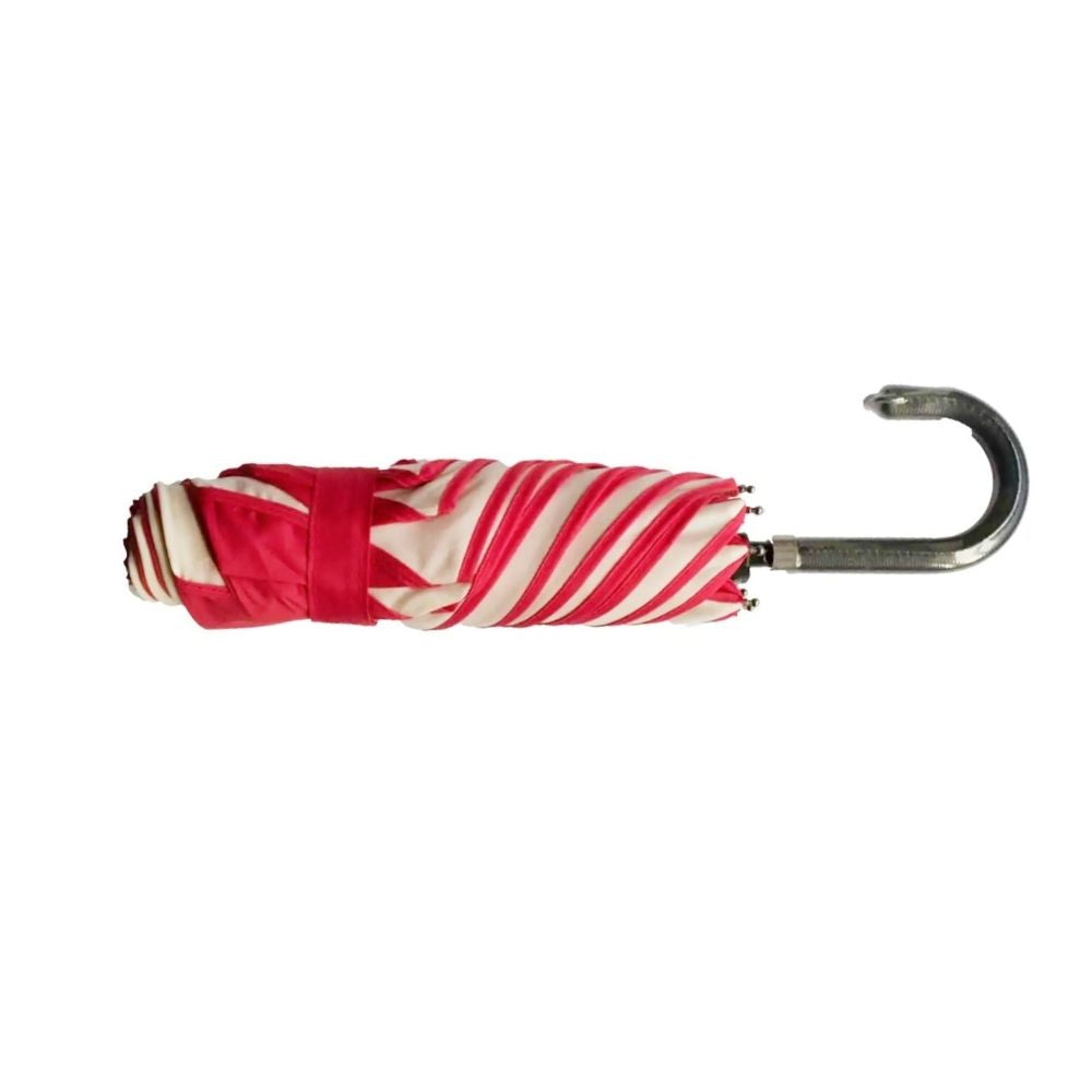Red and Cream Swirl Ladies Folding Umbrella