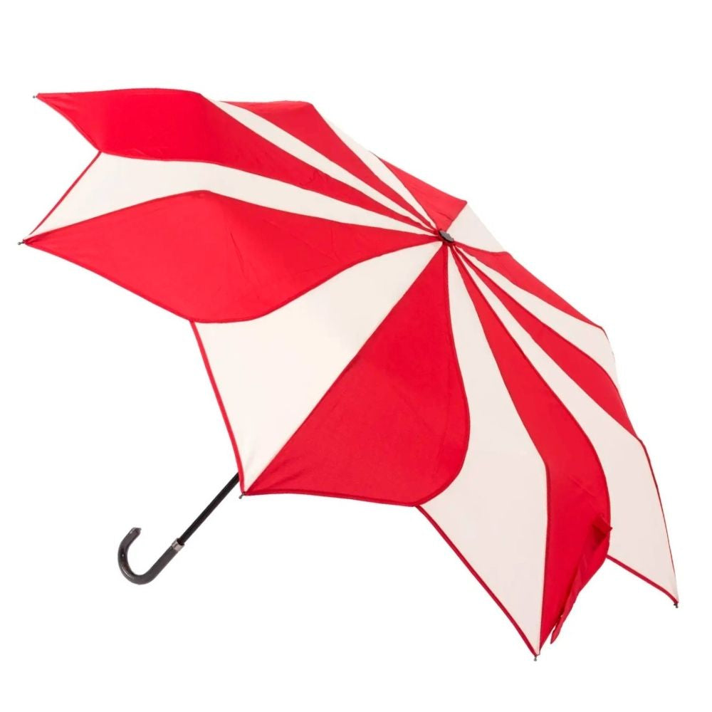 Red and Cream Swirl Ladies Folding Umbrella