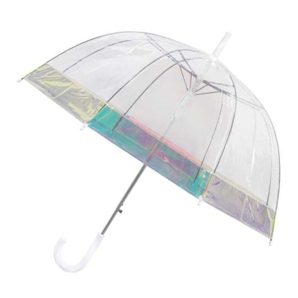 Iridescent Border Clear Dome Umbrella