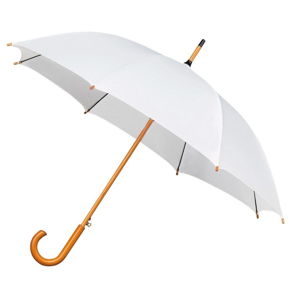 White Wood Stick Walking Wedding Umbrella